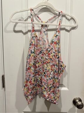 Floral Print Pink & Yellow Spaghetti Strap Women's Tank Top from Amazon